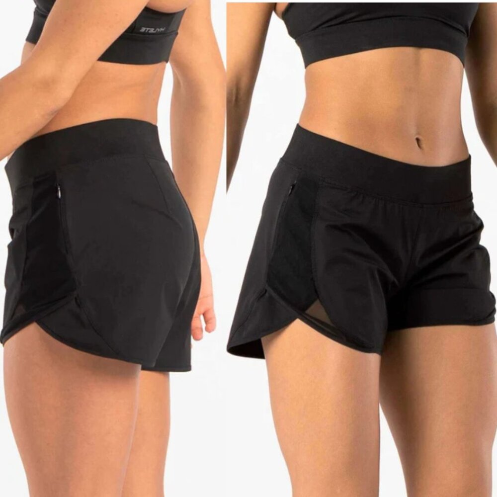 Hylete Women's Activewear Black/Gray Lined Radius Athletic Shorts Size Small